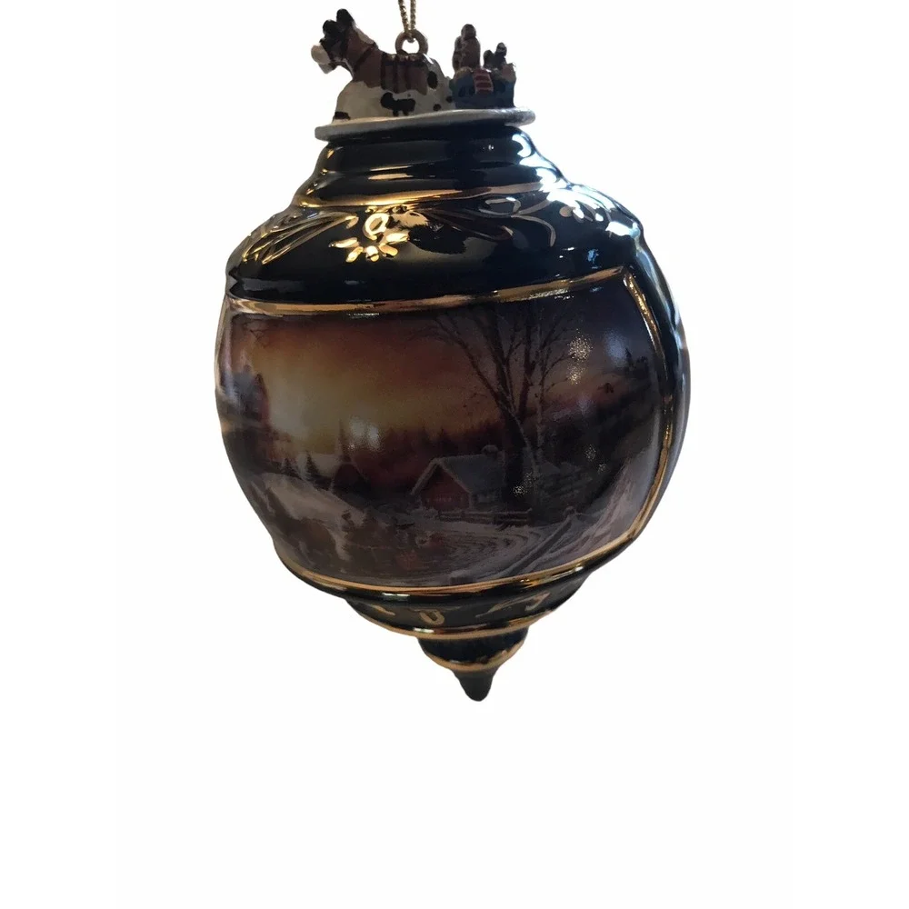 Terry Redlin Pleasures of Winter Christmas Ornament‎ Porcelain Bradford set of 3